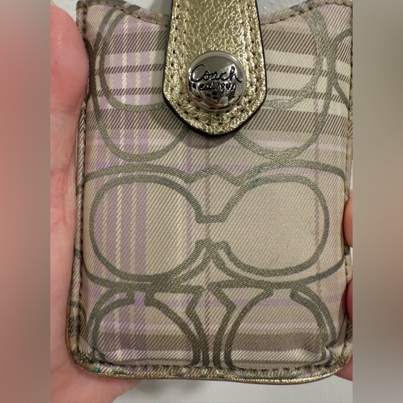 Coach y2k lavender purple Plaid Gold Card Holder - Picture 4 of 5